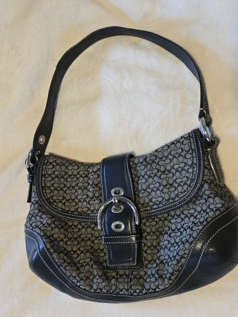 Coach Y2K Signature SoHo F-10926 Black Gray Leather Trim Vintage 2000s-